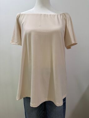 Susana Monaco Cream Off-Shoulder Short Sleeve Tunic